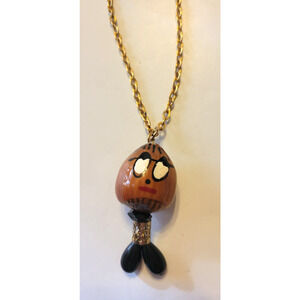 Vintage Estate Acorn Head Charm Pendant handmade Necklace Gold Tone Real Jewelry